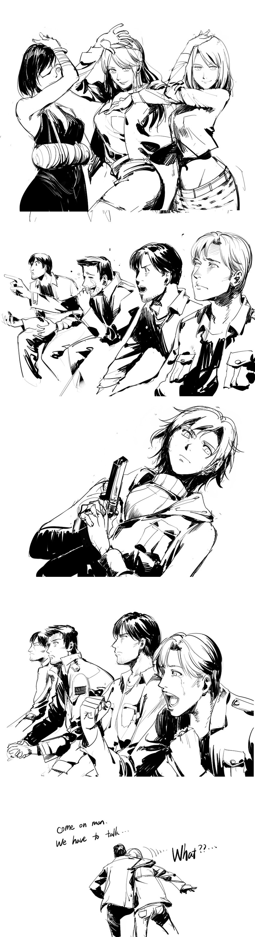 heather mason, james sunderland, henry townshend, maria, eileen galvin, and 4 more (jojo no kimyou na bouken and 5 more) drawn by ruukii_drift