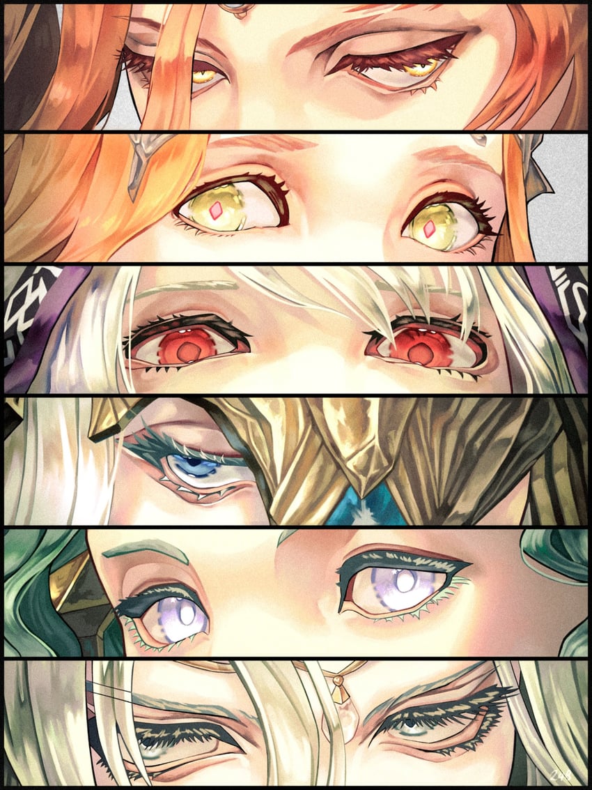 nophica, halone, menphina, azeyma, llymlaen, and 1 more (final fantasy and 1 more) drawn by bimel_isabella