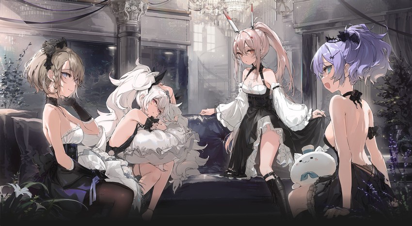 ayanami, laffey, z23, meowfficer, and javelin (azur lane) drawn by yatsuha_(hachiyoh)