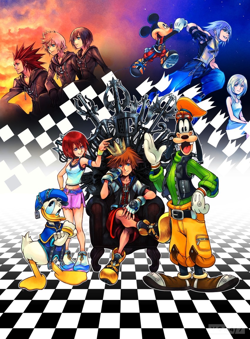 sora, roxas, kairi, riku, mickey mouse, and 5 more (kingdom hearts and 4 more) drawn by nomura_tetsuya