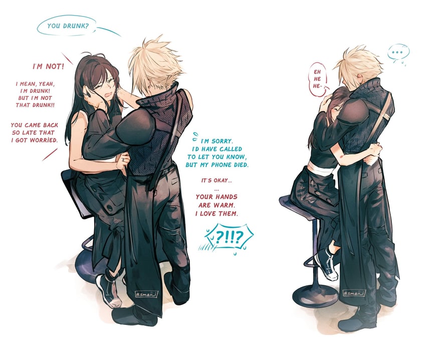 tifa lockhart and cloud strife (final fantasy and 2 more) drawn by maiii_(smaii_i)