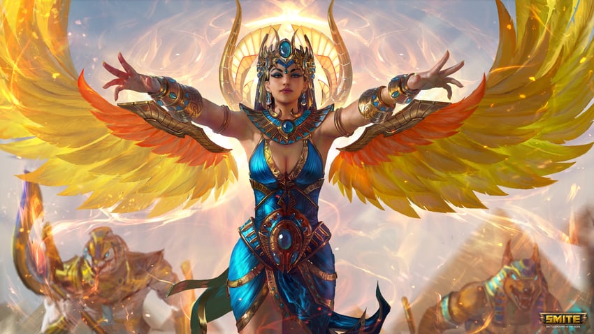 anubis, horus, and isis (egyptian mythology and 1 more) drawn by jaggudada