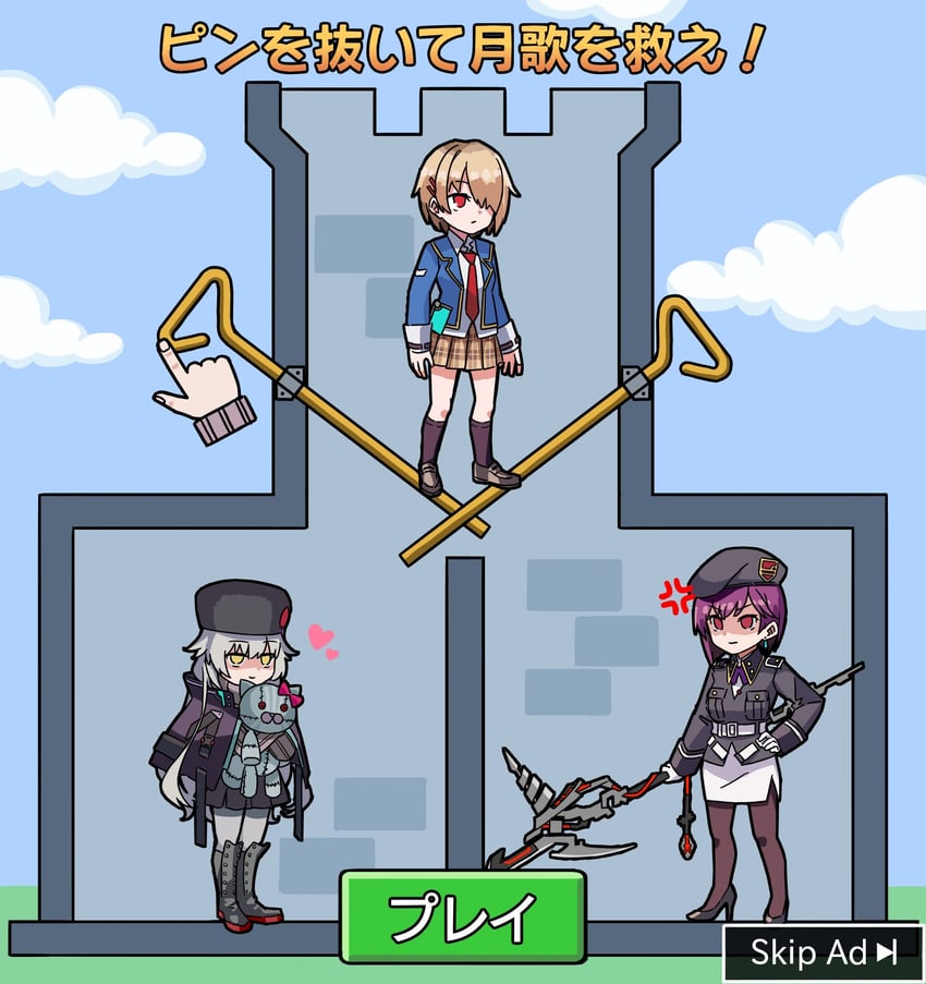 kayamori ruka, charlotta skopovskaya, and tezuka saki (heaven burns red) drawn by niboshi_917