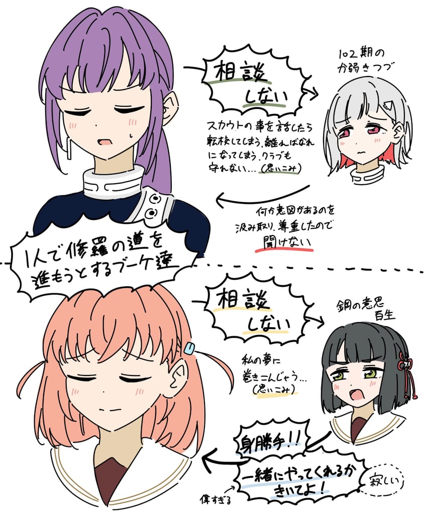 hinoshita kaho, otomune kozue, yugiri tsuzuri, and momose ginko (love live! and 1 more) drawn by llkapital