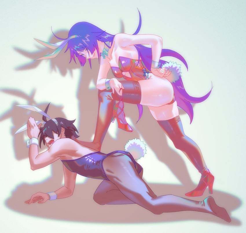 senjougahara hitagi and araragi koyomi (monogatari and 1 more) drawn by rapa_rachi