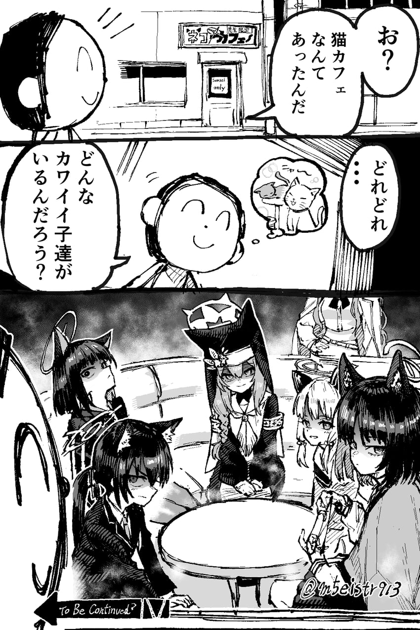 sensei, doodle sensei, mari, kazusa, midori, and 3 more (blue archive and 1 more) drawn by jazz_(fukukan)