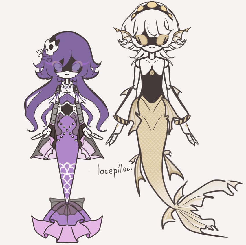 uzi and n (mermaid melody pichi pichi pitch and 1 more) drawn by lacepillow