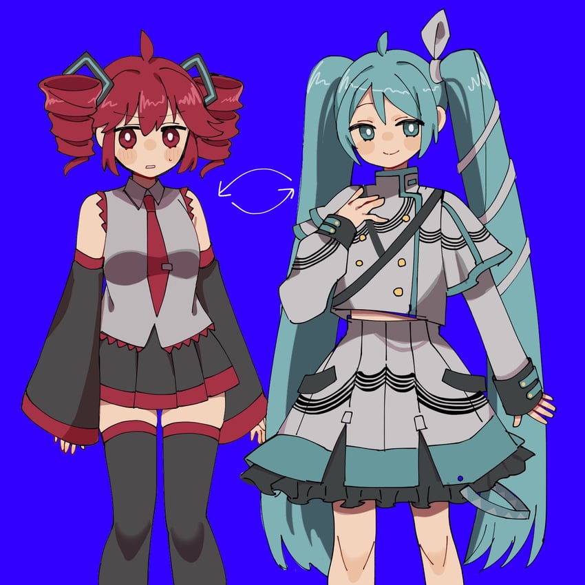 hatsune miku and kasane teto (vocaloid and 2 more) drawn by shino8504