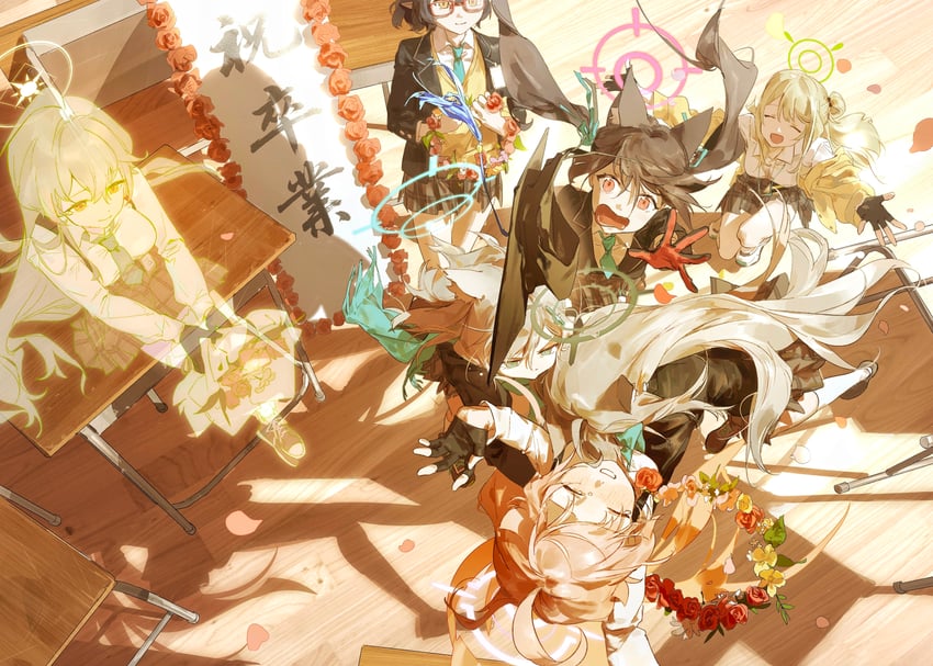 shiroko, hoshino, nonomi, shiroko terror, serika, and 2 more (blue archive) drawn by yu-y_(824412)