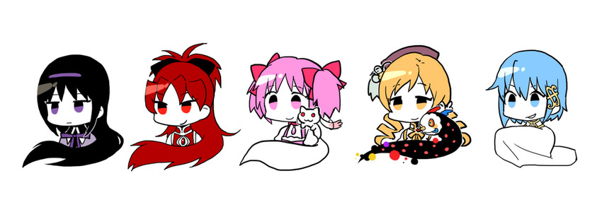 akemi homura, kaname madoka, miki sayaka, sakura kyoko, tomoe mami, and 2 more (mahou shoujo madoka magica and 1 more) drawn by yoplait