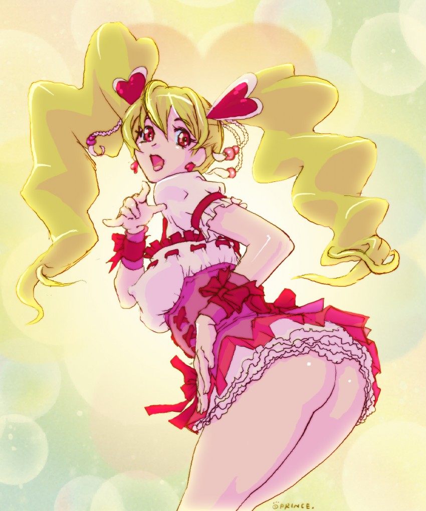 momozono love and cure peach (precure and 1 more) drawn by oprince