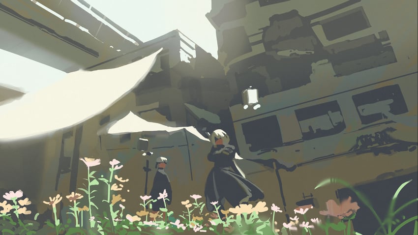 2b, 9s, and pod (nier and 1 more) drawn by luc_courtois