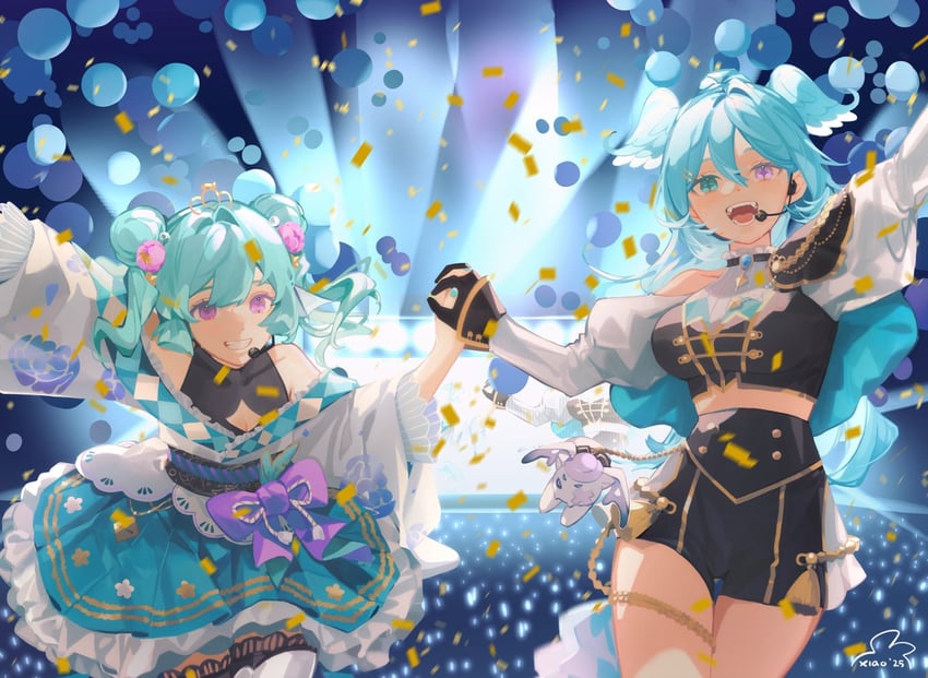 elira pendora, finana ryugu, and pikl (nijisanji and 1 more) drawn by xiaociiao