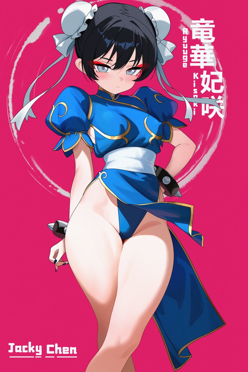 kisaki and chun-li (blue archive and 1 more) drawn by momobug22