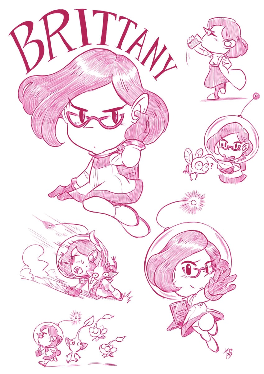 yellow pikmin, winged pikmin, and brittany (pikmin) drawn by yamato_koara