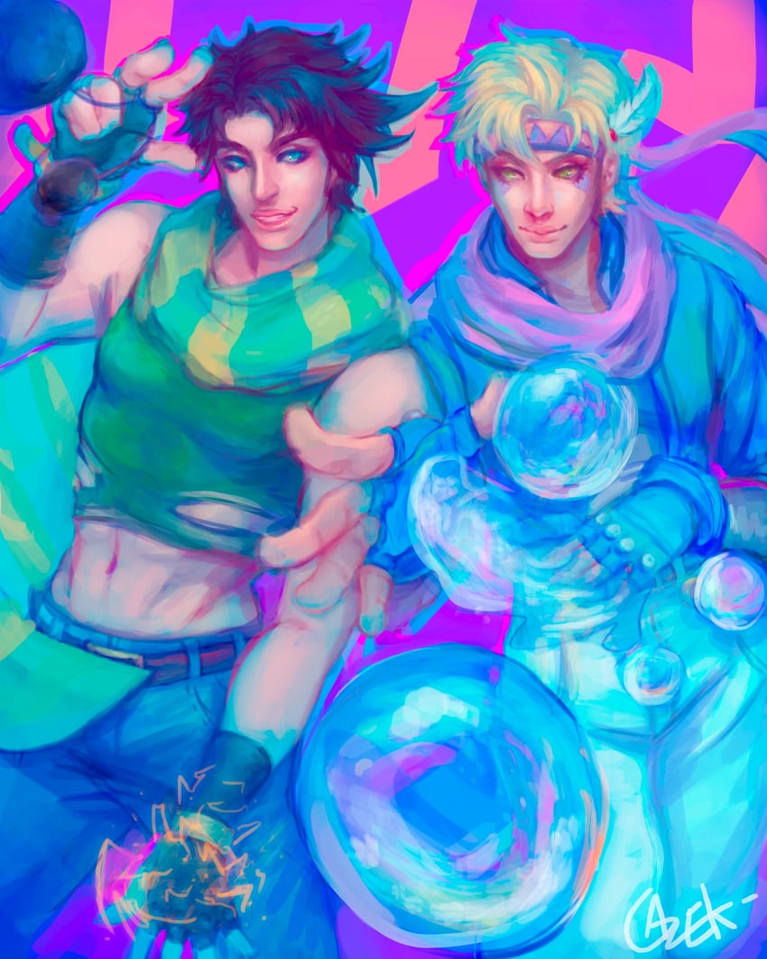 joseph joestar and caesar anthonio zeppeli (jojo no kimyou na bouken and 1 more) drawn by gazeki