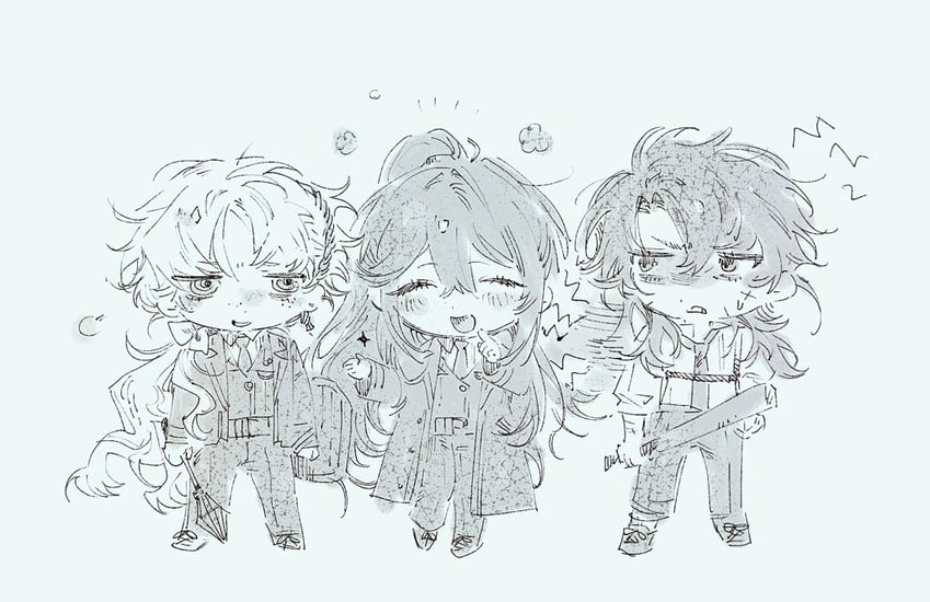 ishmael, hong lu, and heathcliff (project moon and 1 more) drawn by meijiichigo