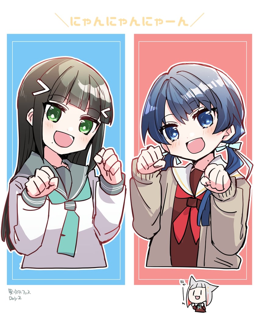 murano sayaka, yugiri tsuzuri, and kurosawa dia (love live! and 2 more) drawn by kanduki_kamibukuro