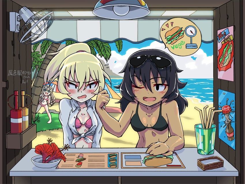 andou, oshida, and marie (girls und panzer) drawn by kuroneko_douji
