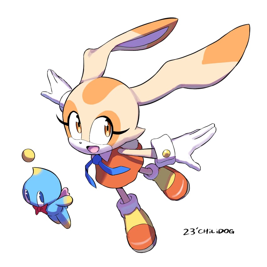 cream the rabbit, neutral chao, and cheese (sonic) drawn by chilidog_(lumchan777)