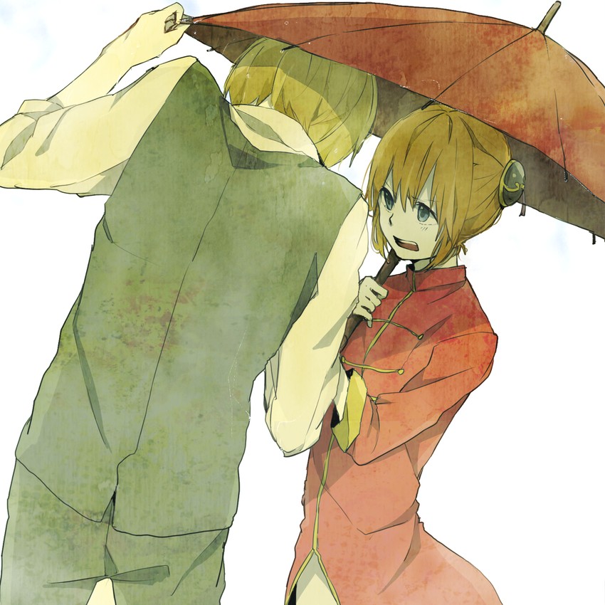kagura and okita sougo (gintama) drawn by pomu_(joynet)