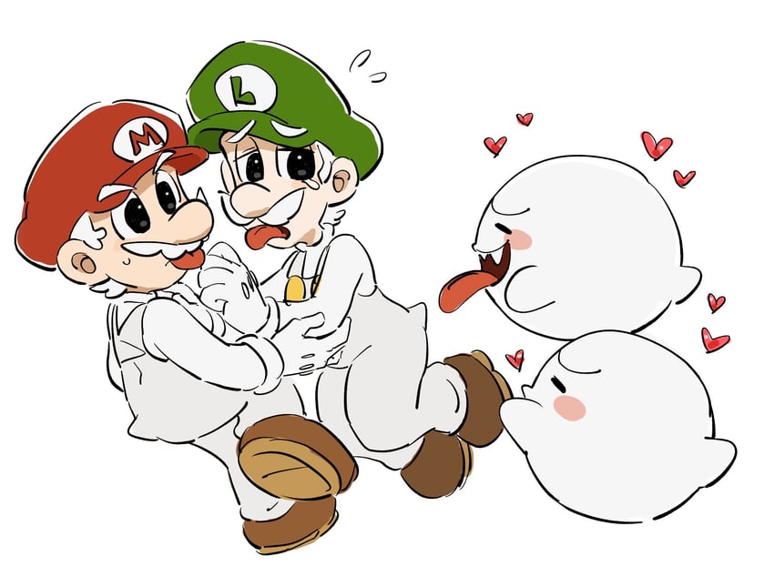 mario, luigi, and boo mario (mario and 1 more) drawn by mimimi_(mimimim9999)