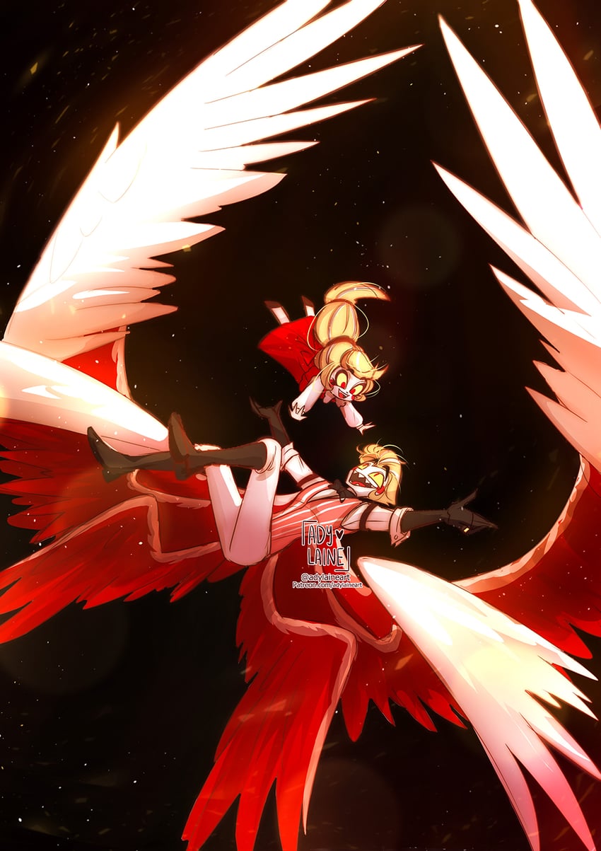 lucifer morningstar and charlie morningstar (hazbin hotel) drawn by adylaineart