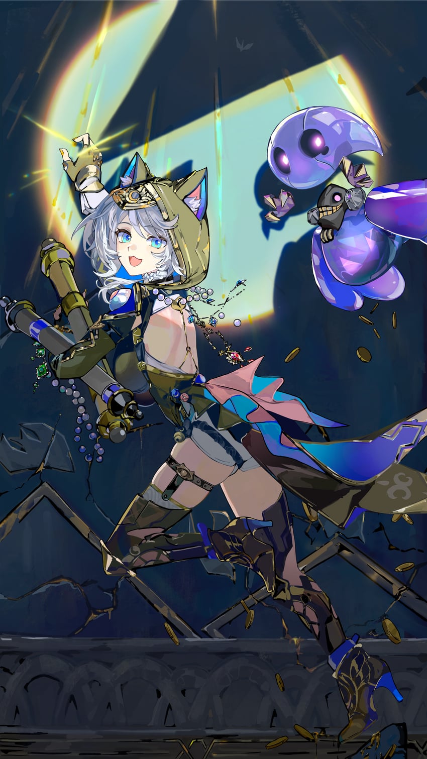 cipher and spirithief bartholos (honkai and 1 more) drawn by mochi_upamo