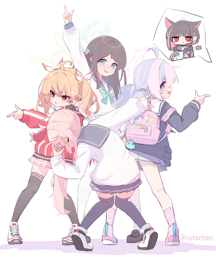 kazusa, natsu, yoshimi, reisa, and airi (blue archive and 1 more) drawn by ruten_(onakasukusuku)