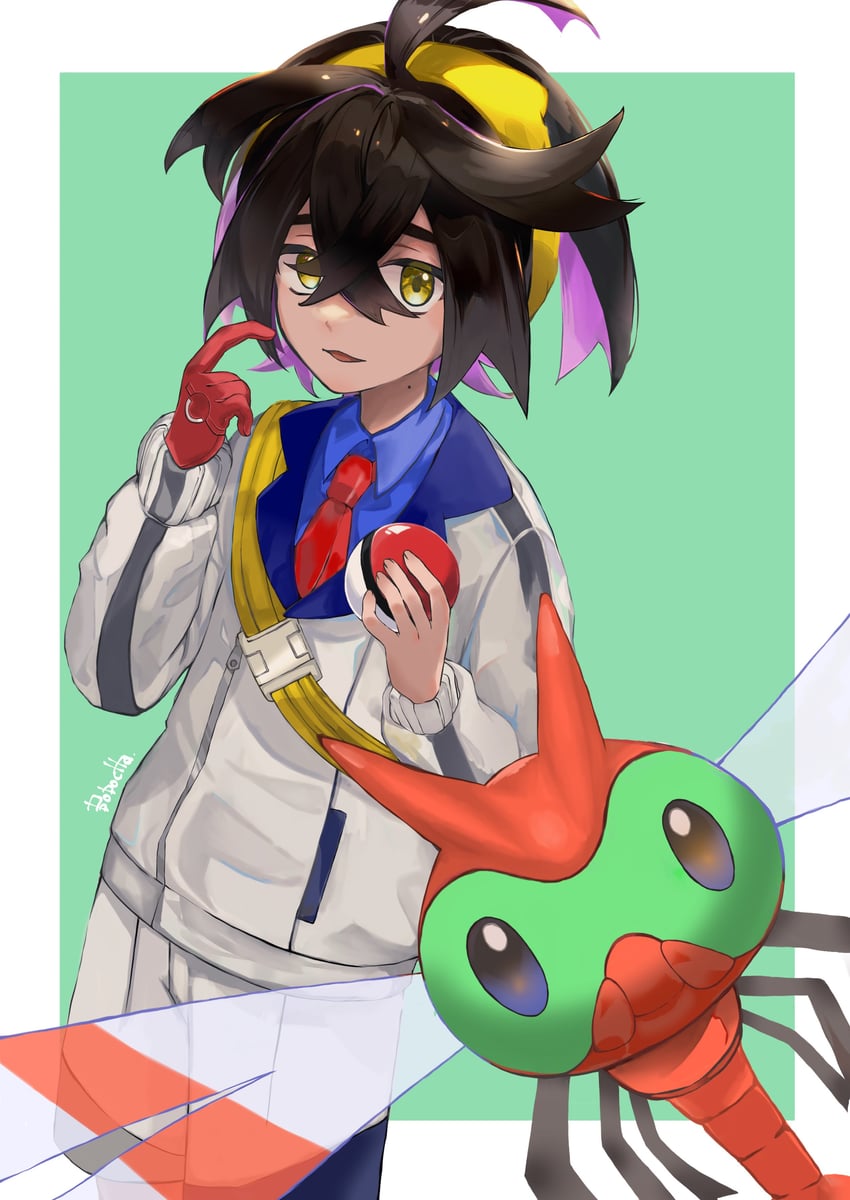 kieran and yanma (pokemon and 1 more) drawn by bobocha