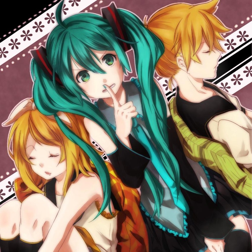 hatsune miku, kagamine rin, and kagamine len (vocaloid) drawn by tamura_(sntmr)