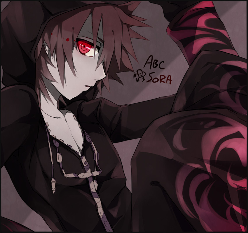 sora and anti black coat (kingdom hearts and 1 more) drawn by pinko_(inazume-panko)