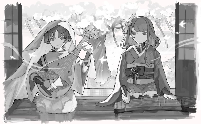 raiden shogun and scaramouche (genshin impact) drawn by shima_(vivi_do)