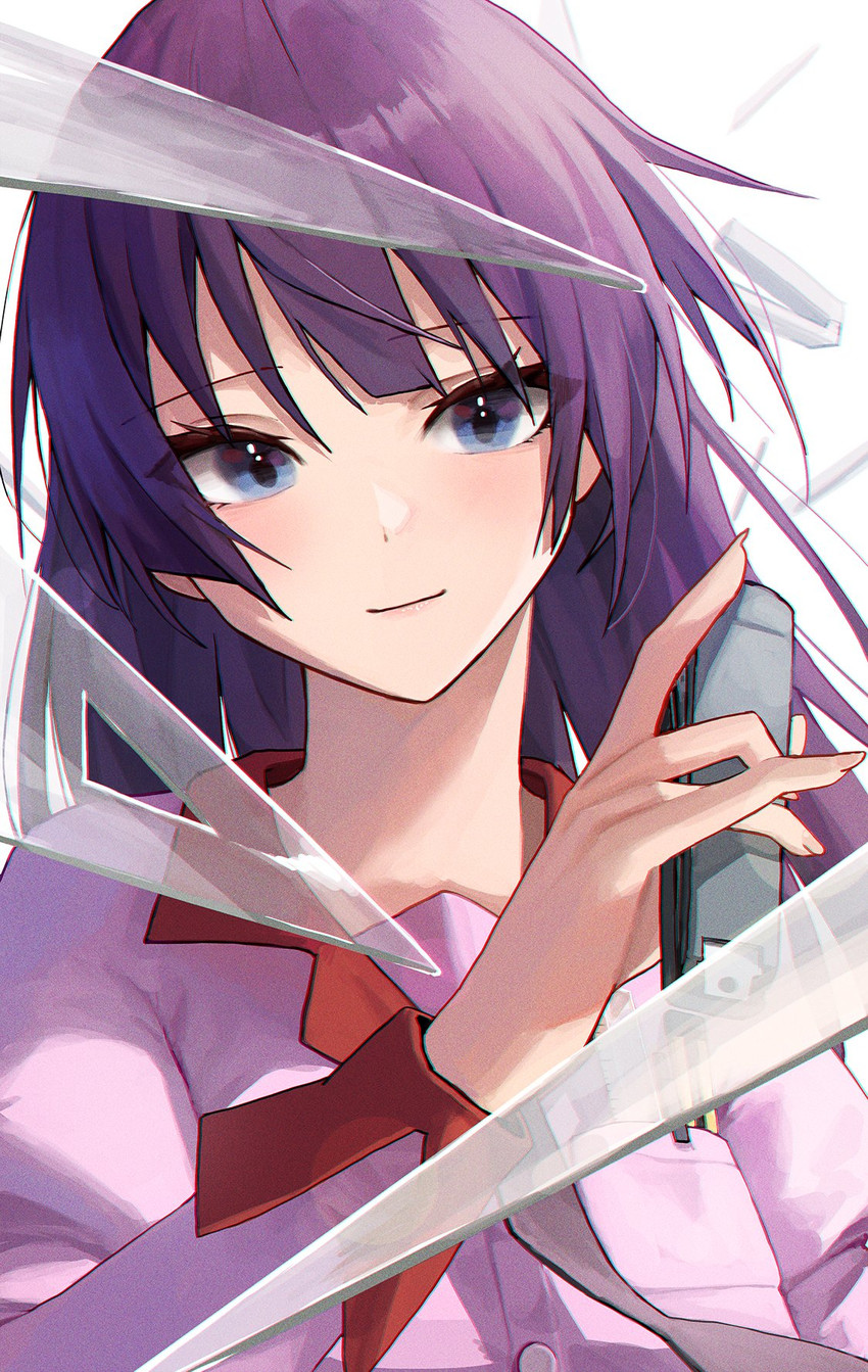 senjougahara hitagi (monogatari and 1 more) drawn by huhi_(huhi_1211)