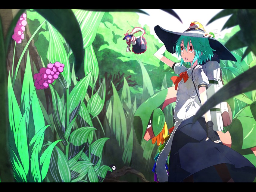 hinanawi tenshi, nagae iku, arakune, and tropius (touhou and 3 more) drawn by ibuki_notsu