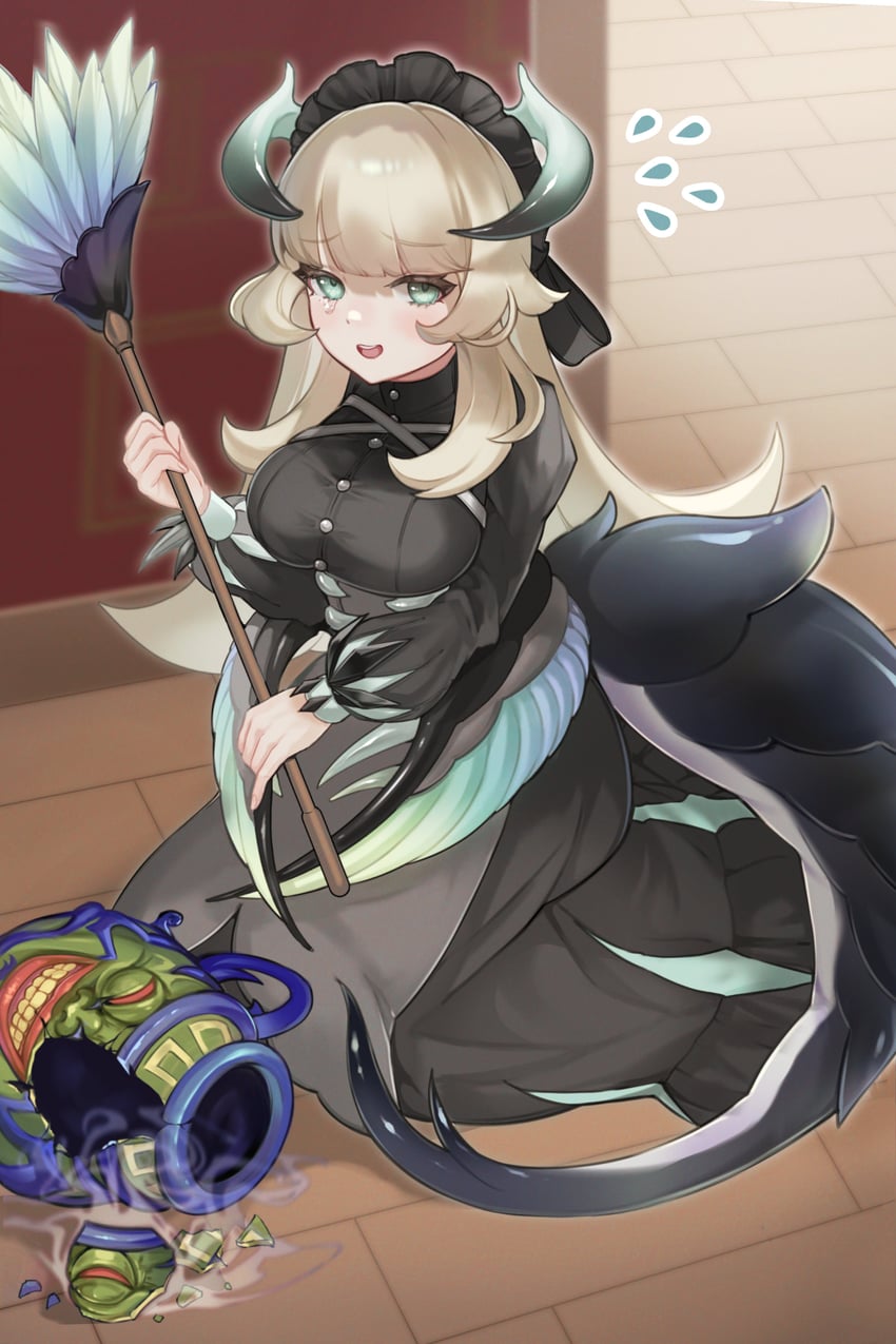 chamber dragonmaid and pot of greed (yu-gi-oh!) drawn by senada37