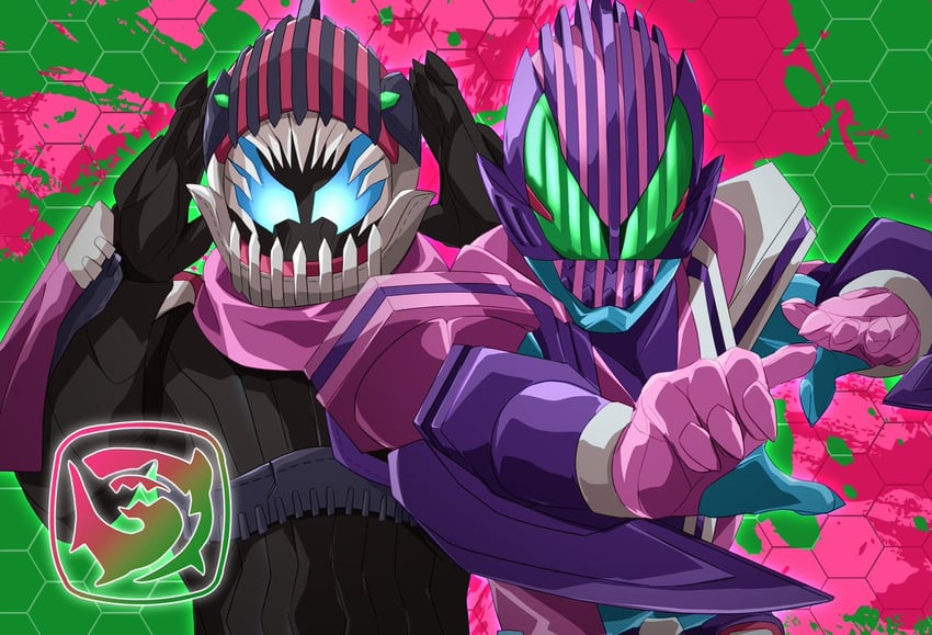 kamen rider revi and kamen rider vice (kamen rider and 1 more) drawn by miyabi_(037)