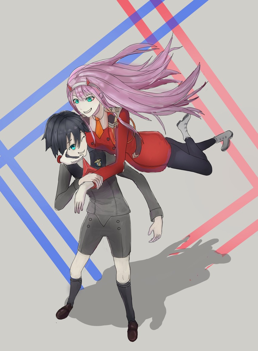 zero two and hiro (darling in the franxx) drawn by canon0317