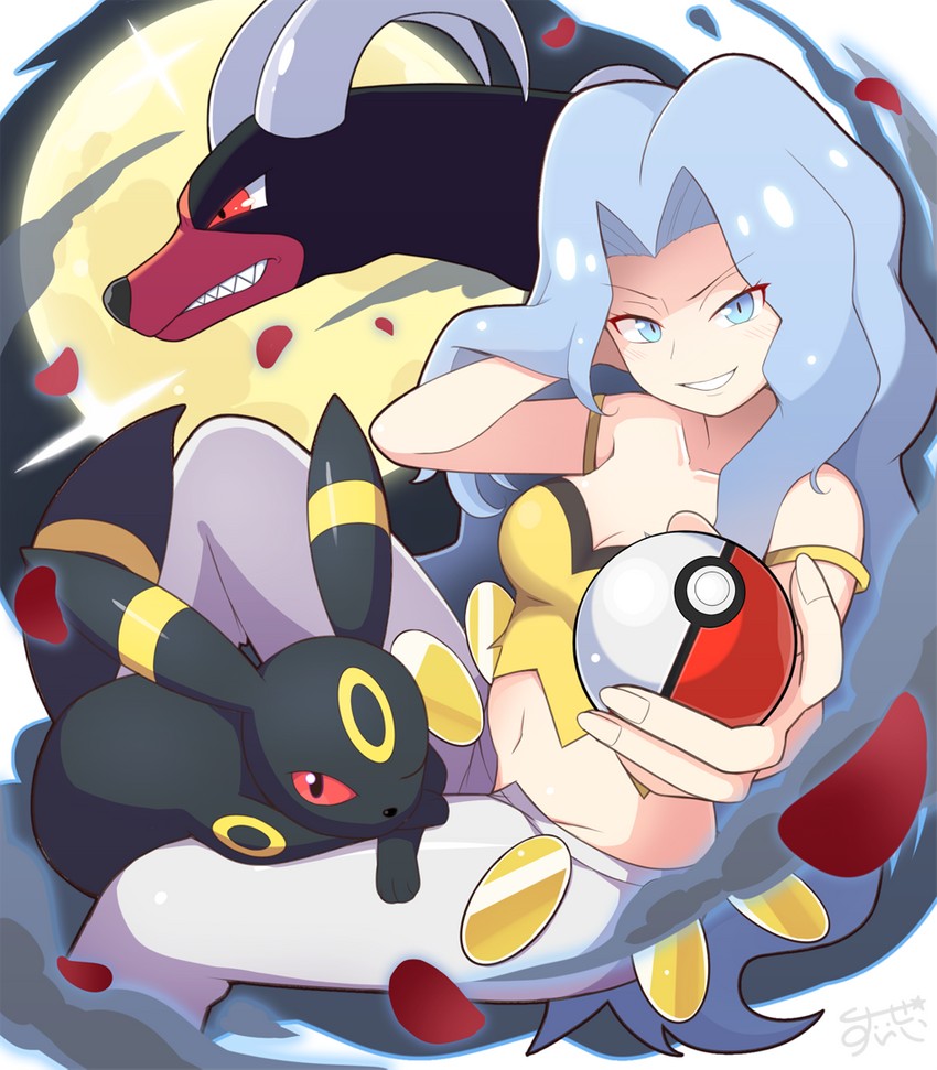 umbreon, houndoom, and karen (pokemon and 1 more) drawn by jojobirdz and qixi_cui_xing