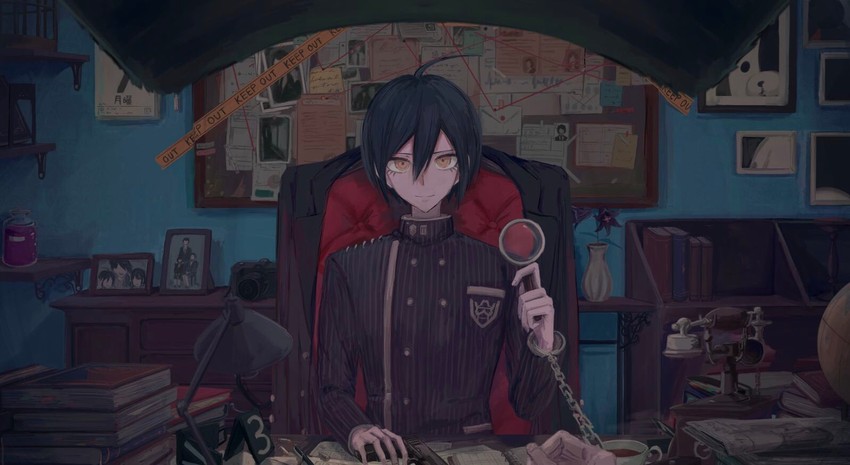 saihara shuichi, harukawa maki, monokuma, and momota kaito (danganronpa and 1 more) drawn by iumi_urura