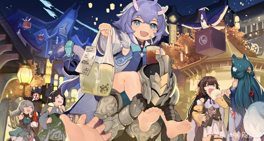 qingque, bailu, sushang, yukong, and cloud knight (honkai and 1 more) drawn by menthako