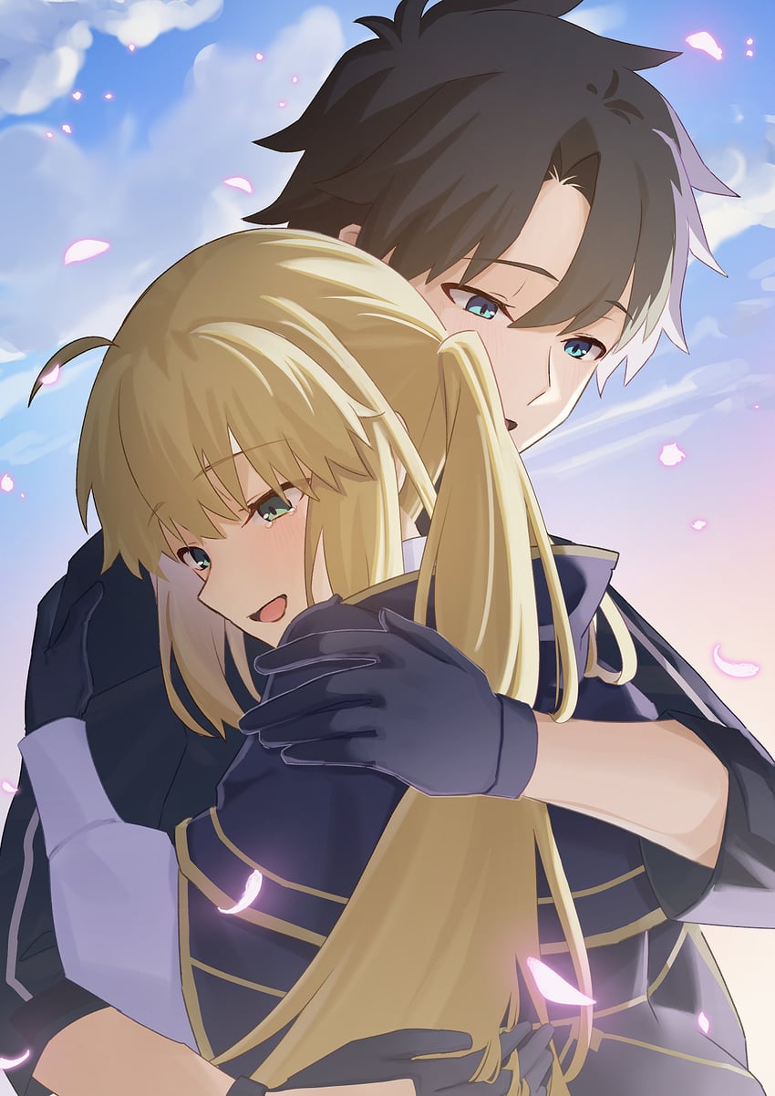 artoria pendragon, fujimaru ritsuka, and artoria caster (fate and 1 more) drawn by yu_sakae
