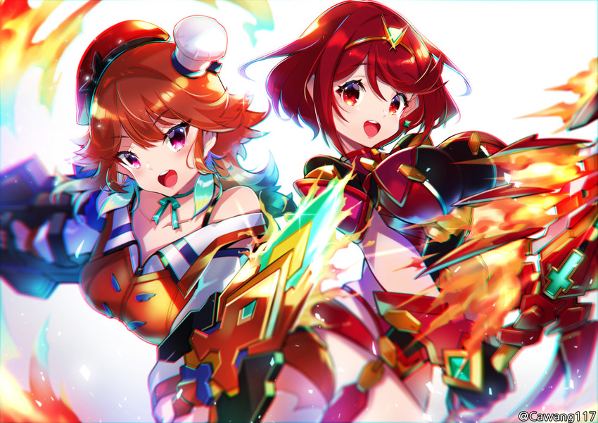 takanashi kiara and pyra (hololive and 3 more) drawn by cawang
