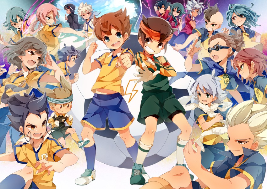 kirino ranmaru, shindou takuto, kariya masaki, kazemaru ichirouta, matsukaze tenma, and 14 more (inazuma eleven go and 1 more) drawn by u35