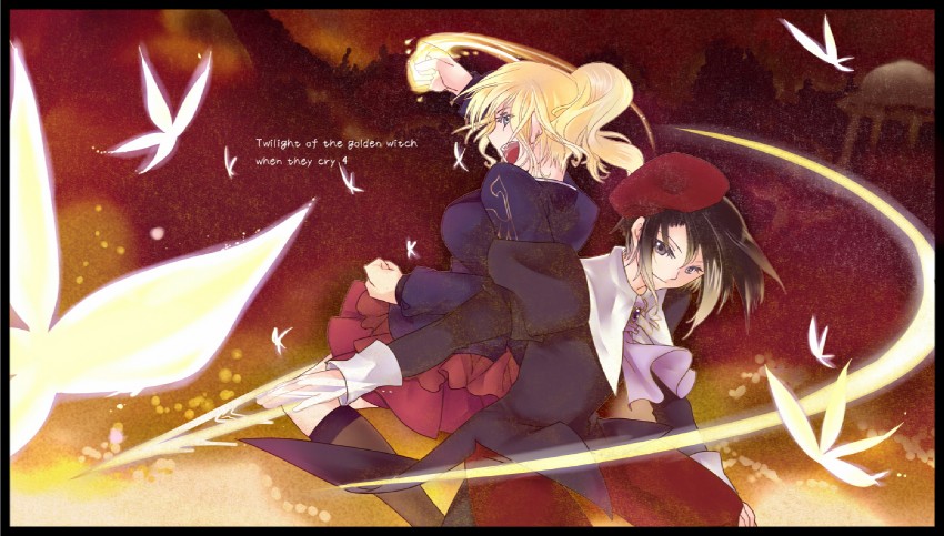 ushiromiya jessica and kanon (umineko no naku koro ni) drawn by koougi