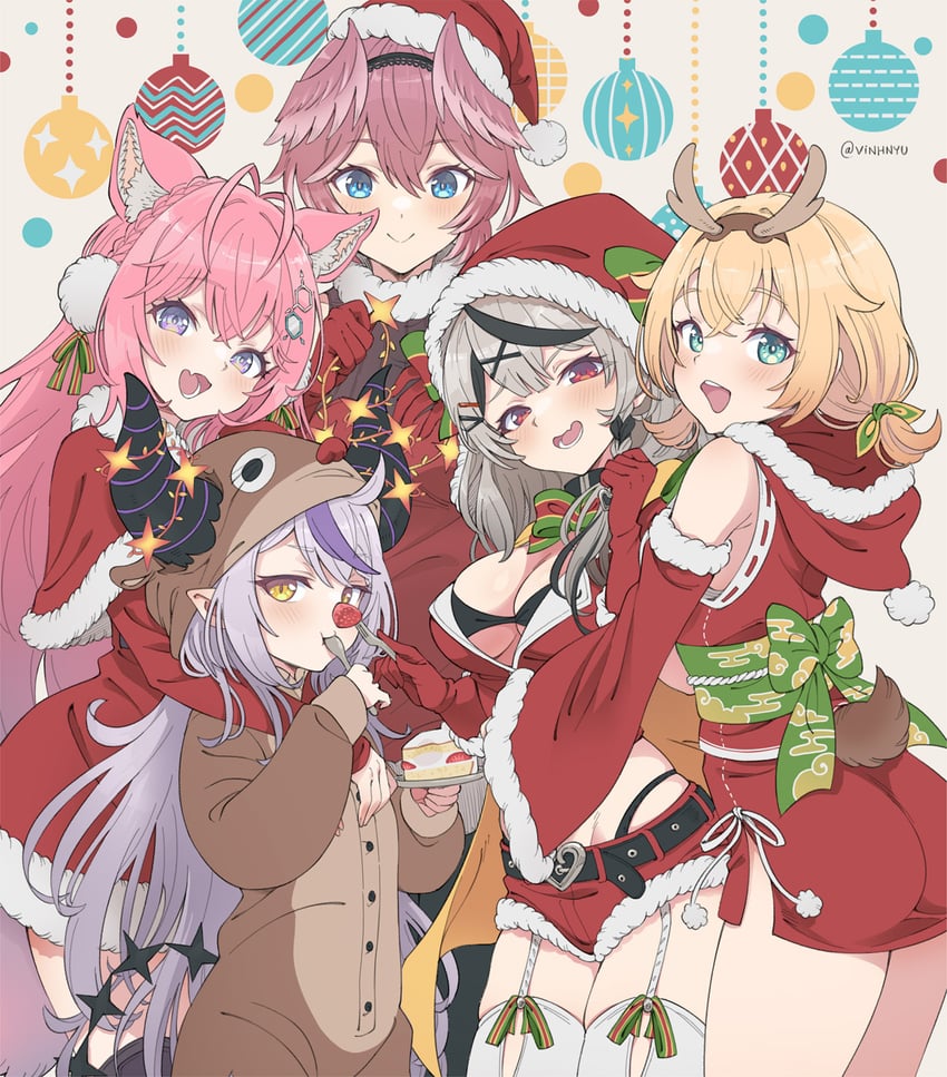 sakamata chloe, la+ darknesss, hakui koyori, kazama iroha, and takane lui (hololive) drawn by vinhnyu