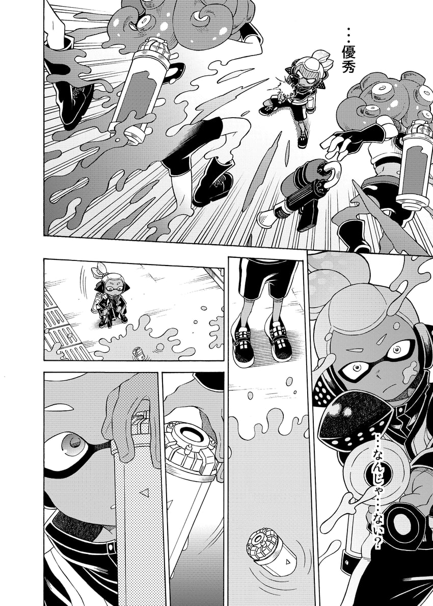 inkling player character, inkling boy, agent 3, and takozonesu (splatoon and 1 more) drawn by yoshizawa_miyabi
