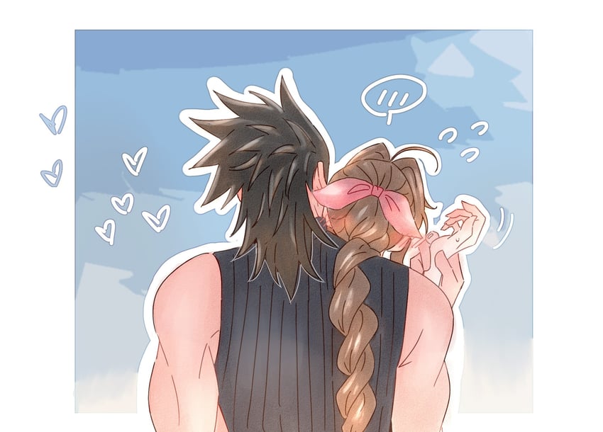 aerith gainsborough and zack fair (final fantasy and 2 more) drawn by 7_(milu577610)