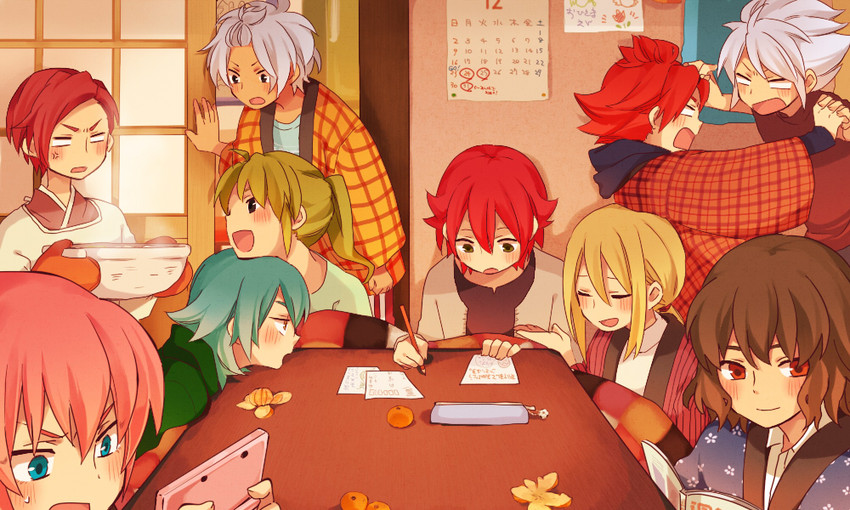 kirino ranmaru, shindou takuto, kariya masaki, afuro terumi, kiyama hiroto, and 5 more (inazuma eleven go and 1 more) drawn by yuzudaze