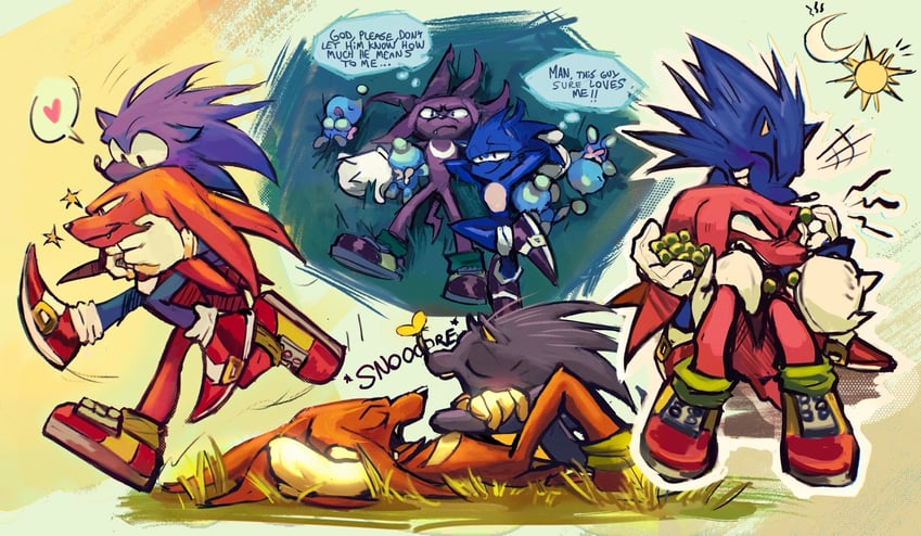 sonic the hedgehog, knuckles the echidna, and neutral chao (sonic) drawn by rat_riot